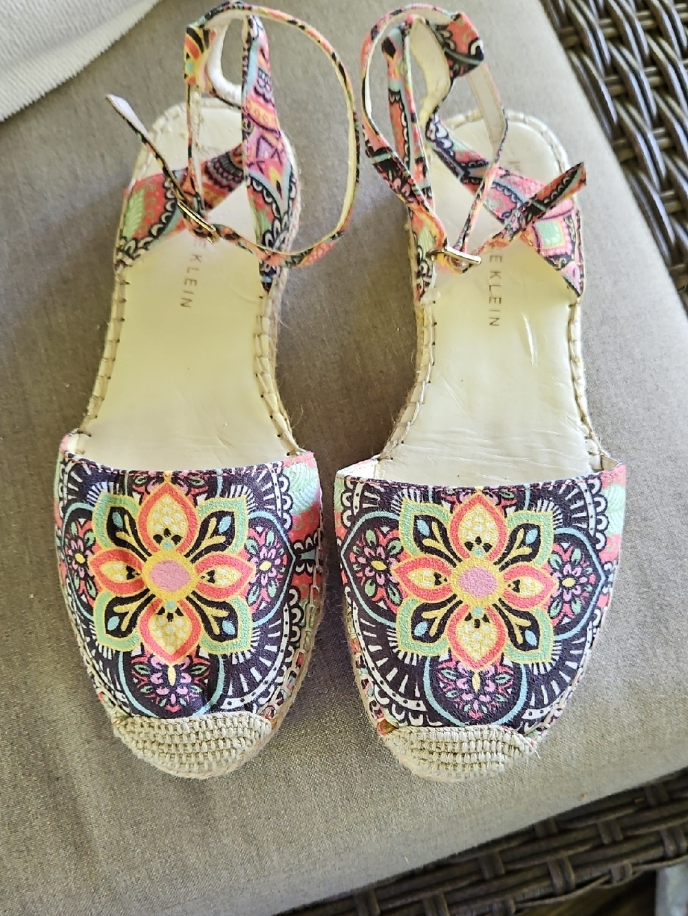 Anne Klein Multicolor Floral Espadrille Sandals 7.5 M